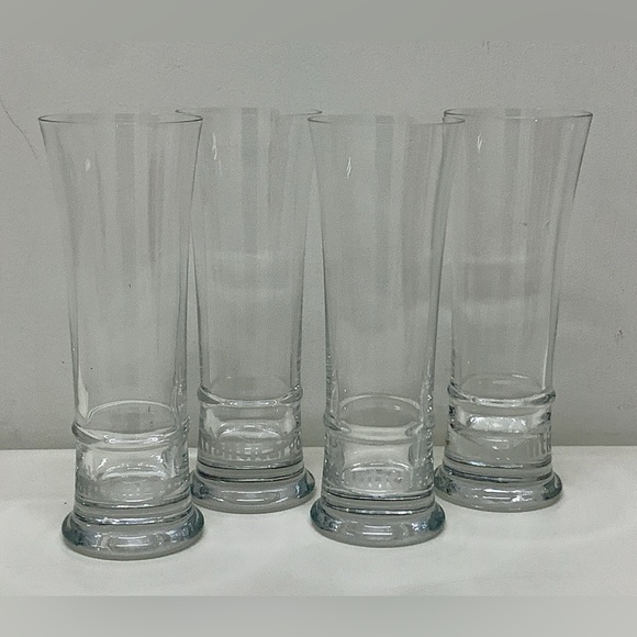 Set of Four 12 oz Frosted Etched Logo Pilsner Beer Glasses - Picture 2 of 16